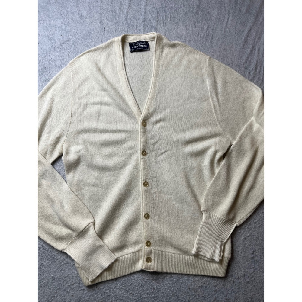 Robert Bruce Arnold Palmer Cardigan Sweater Mens L grandpa Button Up USA Vintage